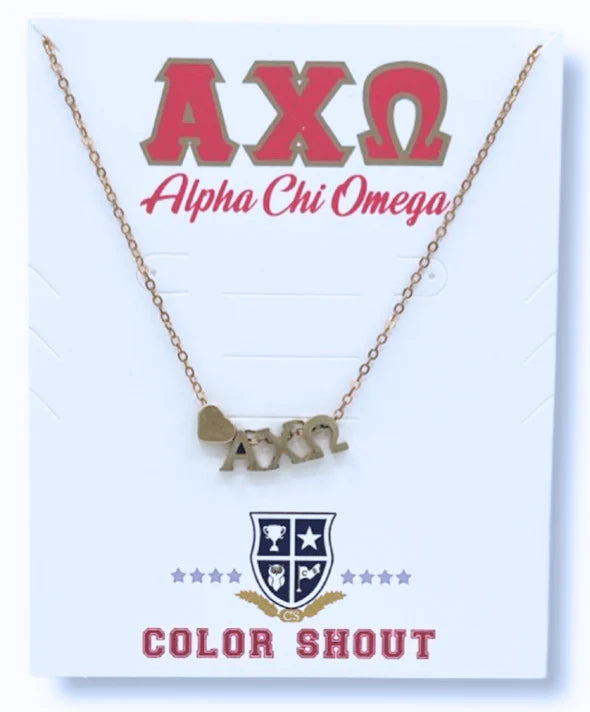 Alpha Chi Omega Heart Necklace