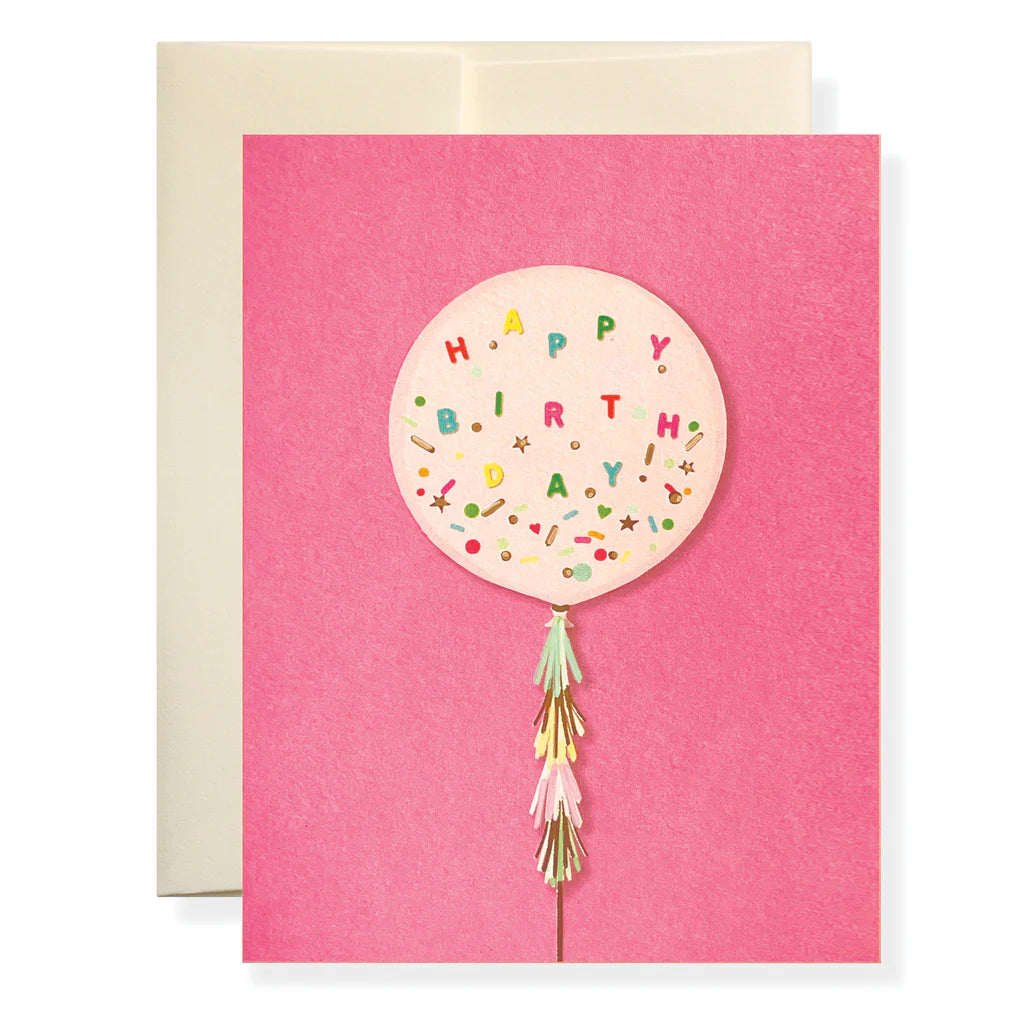 Pink Balloon Happy Birthday Greeting Card