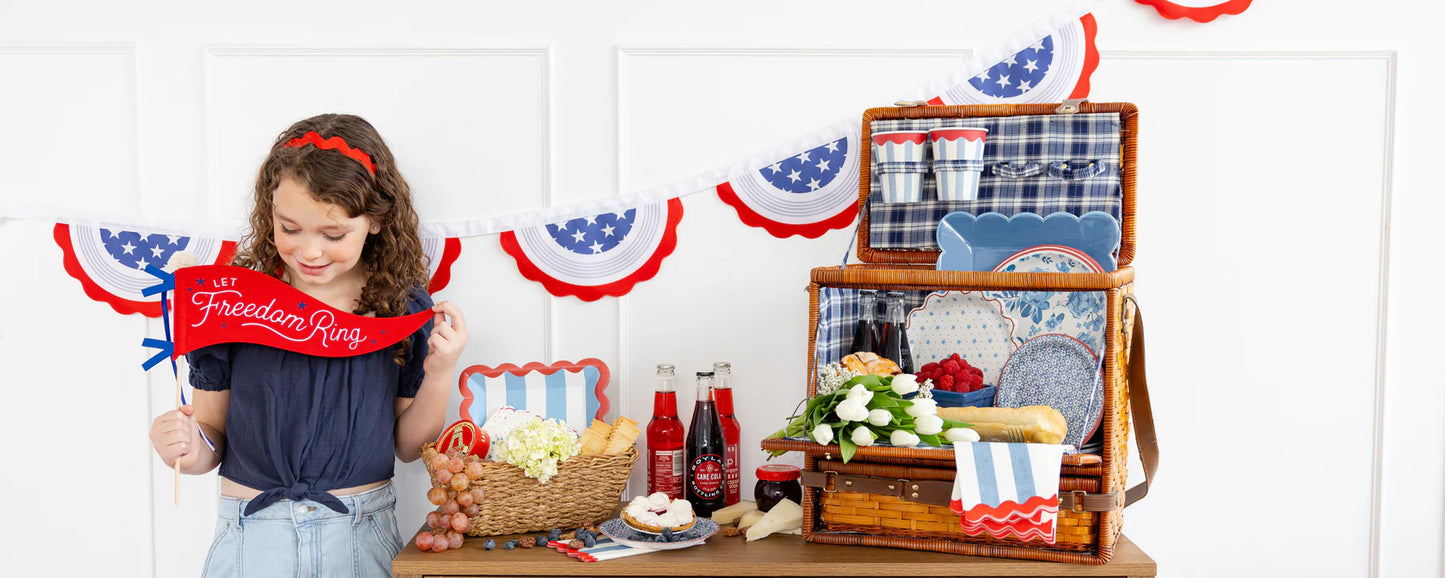 Hamptons Stripes 9" Ric Rac Trim Paper Plates