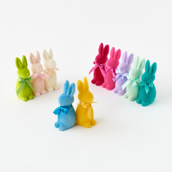 Small Flocked Button Nose Bunny (Multiple Color Options)