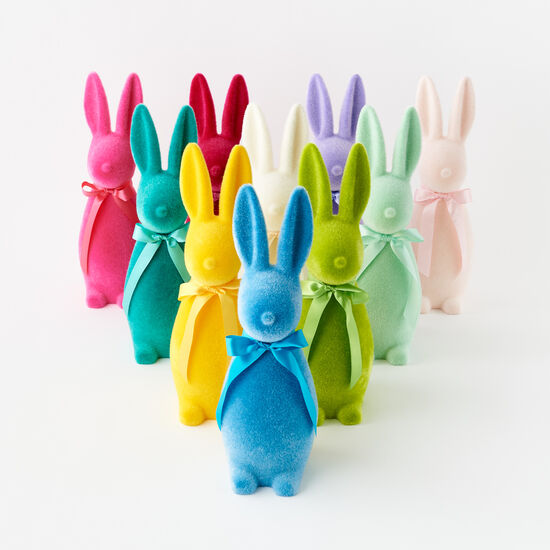 Medium Flocked Button Nose Bunny (Multiple Color Options)
