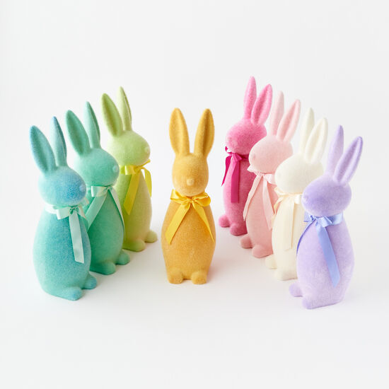 Medium Flocked Pastel Button Nose Bunny (Multiple Color Options)