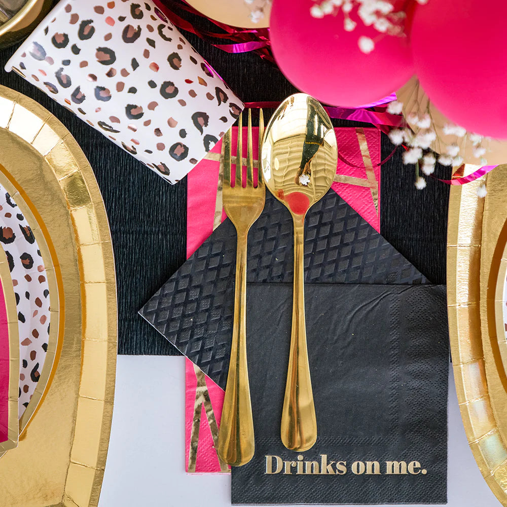 Cocktail Napkins: Black Embossed