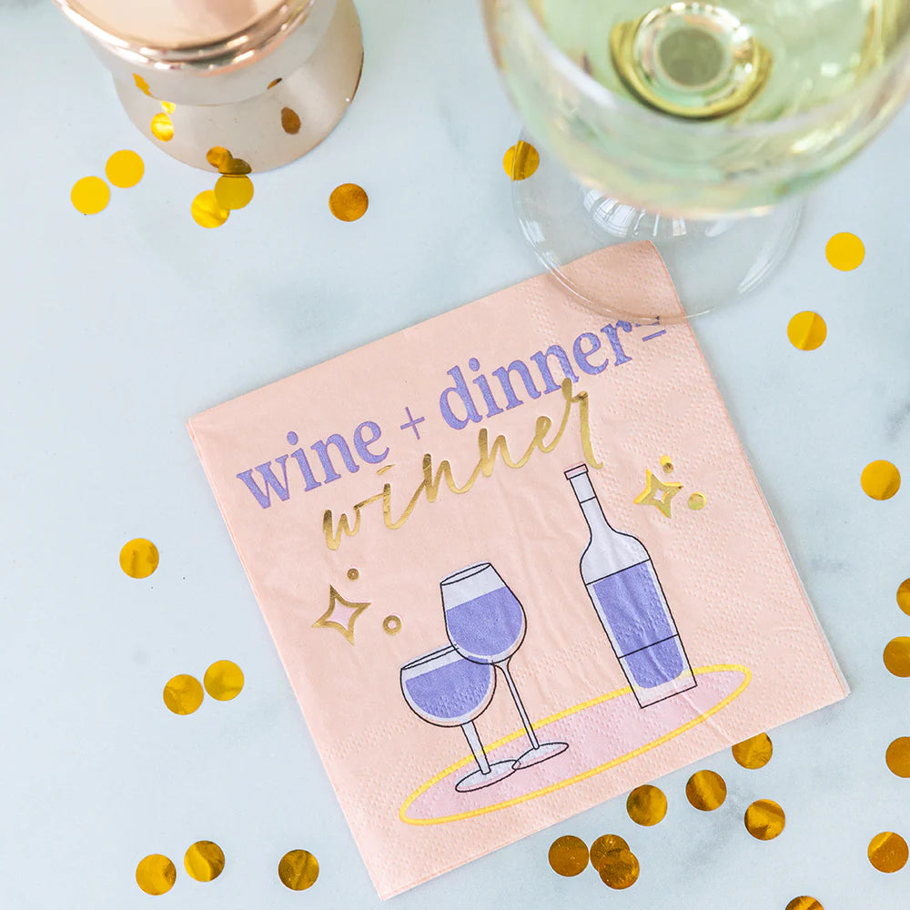 Wine + Dinner = Winner Cocktail Napkins