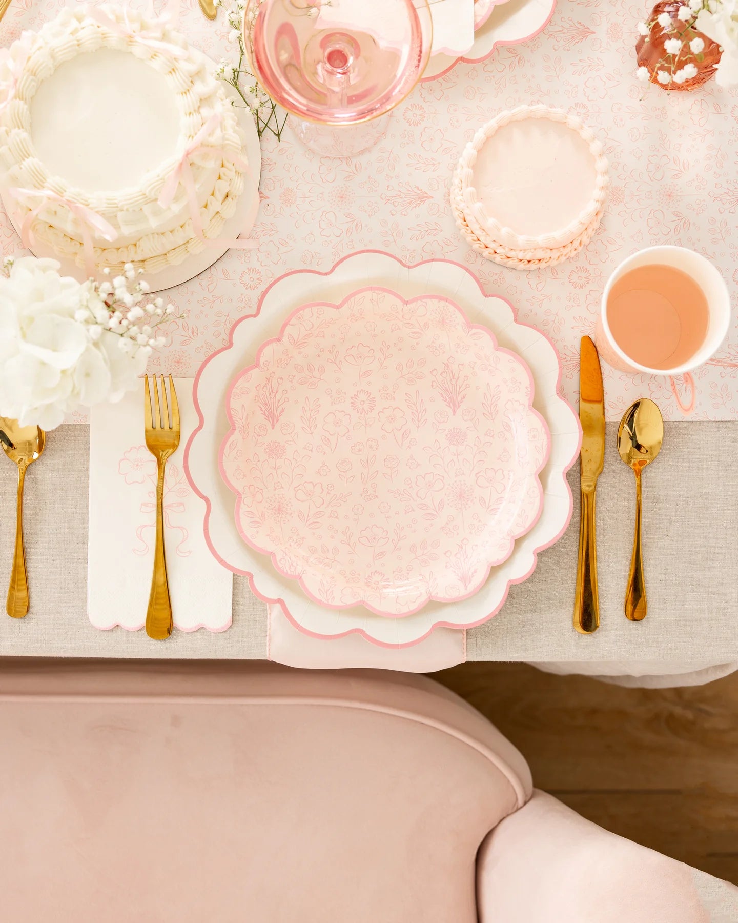 Pink Pembroke Paper Table Runner