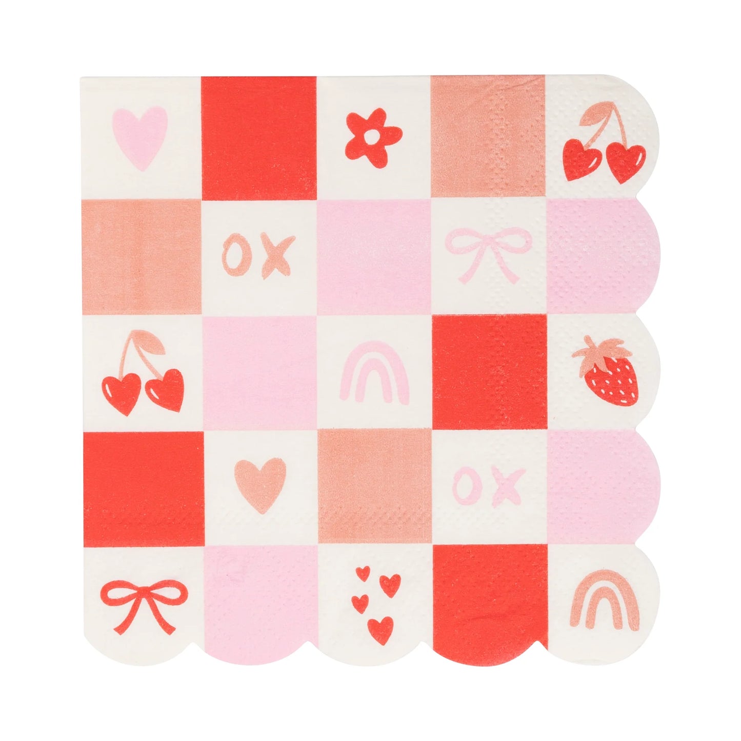 Valentine Check Scallop Cocktail Napkins