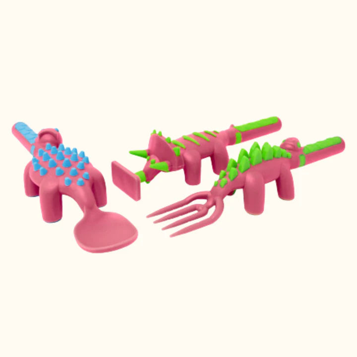 Pink Dino Utensil Set