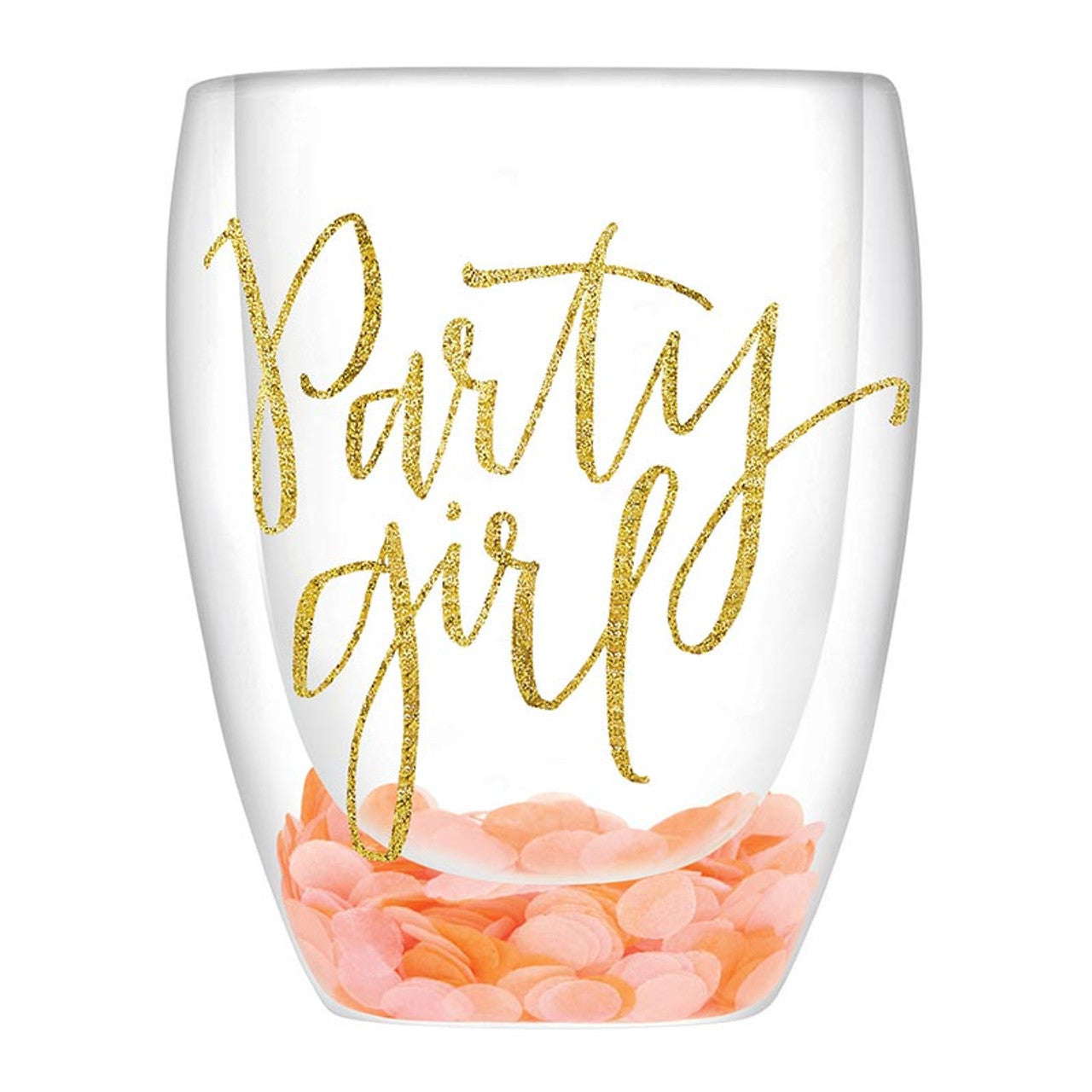 Party Girl Double Wall Stemless Wine Glass