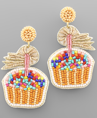 Cupcake with Sparkler Beaded Earrings
