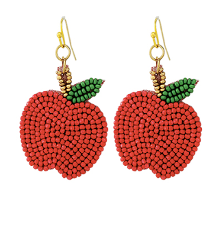 Seed Bead Apple Earrings