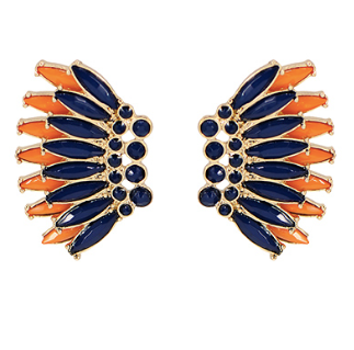 Collegiate Color Wing Earrings: Navy/Orange