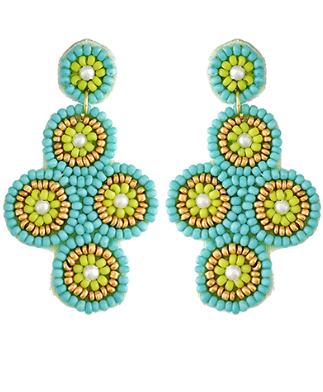 Mint Beaded Cluster Earrings
