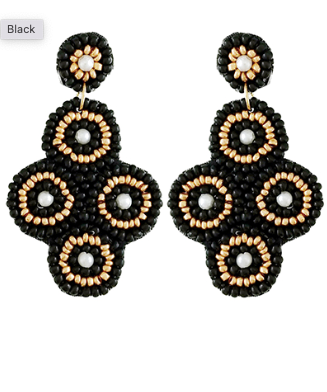 Black Beaded Cluster Earrings