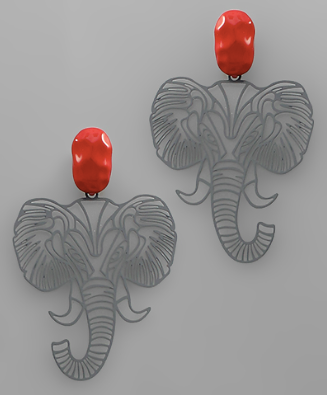 Metal Filigree Elephant Earrings