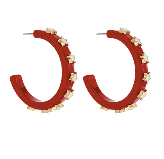 Burgundy Hoops with White Star Accents