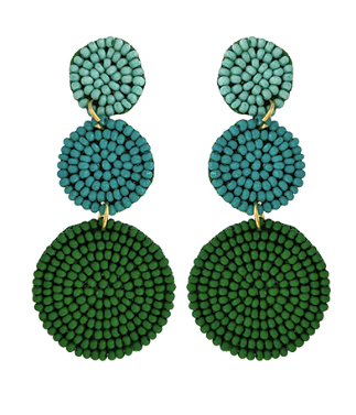 Green Ombre Round Drop Earrings