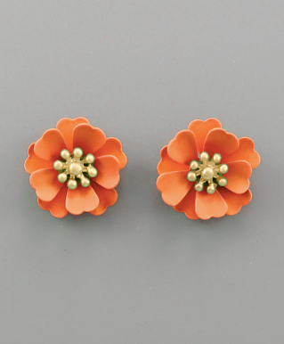 Orange Flower Studs
