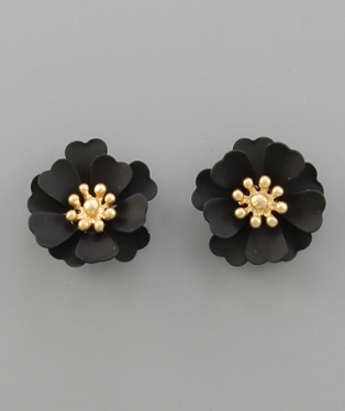 Black Flower Studs