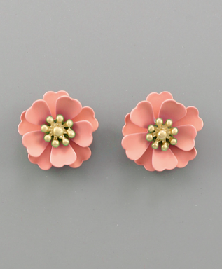 Pink Flower Studs