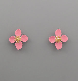Small Pink Flower Studs