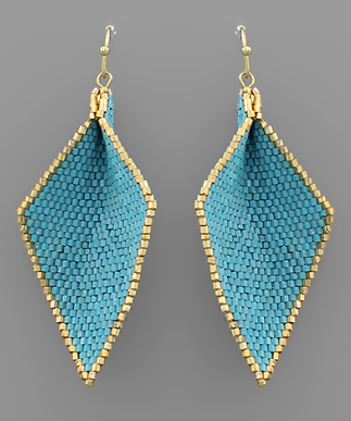 Light Blue & Gold Rhombus Drape Earrings