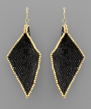 Black & Gold Rhombus Drape Earrings