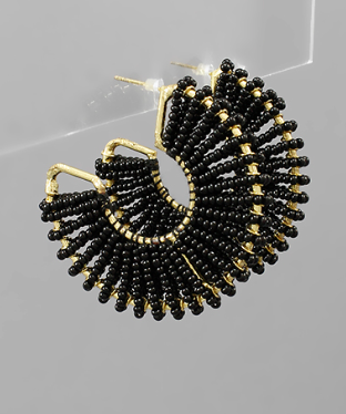 Black & Gold Seed Bead Hoops