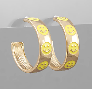 Yellow Smiley Face Hoops