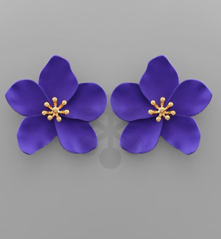 Large Colorcoat Flower Earrings: Purple