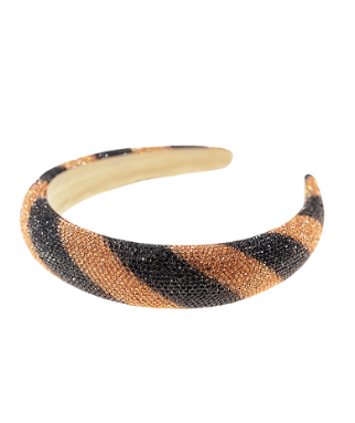 Orange and Navy Striped Pave Headband