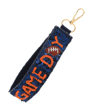 Orange & Navy "Game Day" Sequined Wristlet Strap