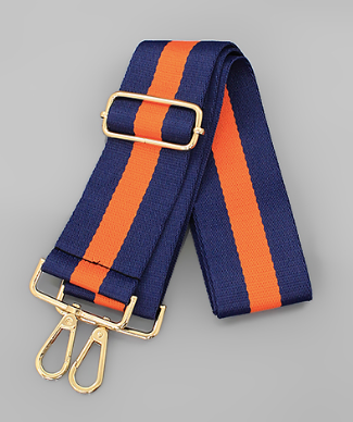 Orange & Navy Striped Handbag Strap
