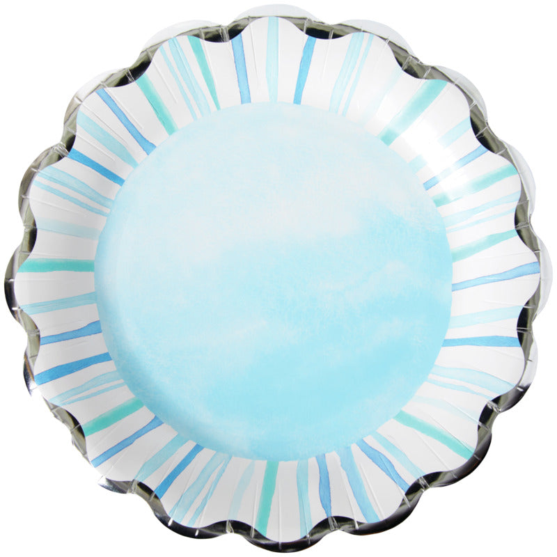 Watercolor Coastal Scallop Edge Dinner Plates