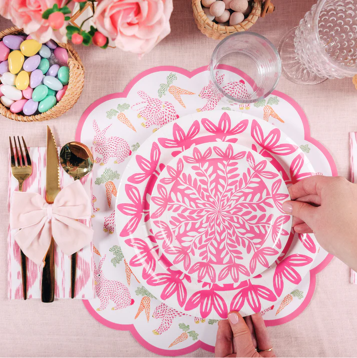 Pink & White Paper Plates (Two Sizes Available)