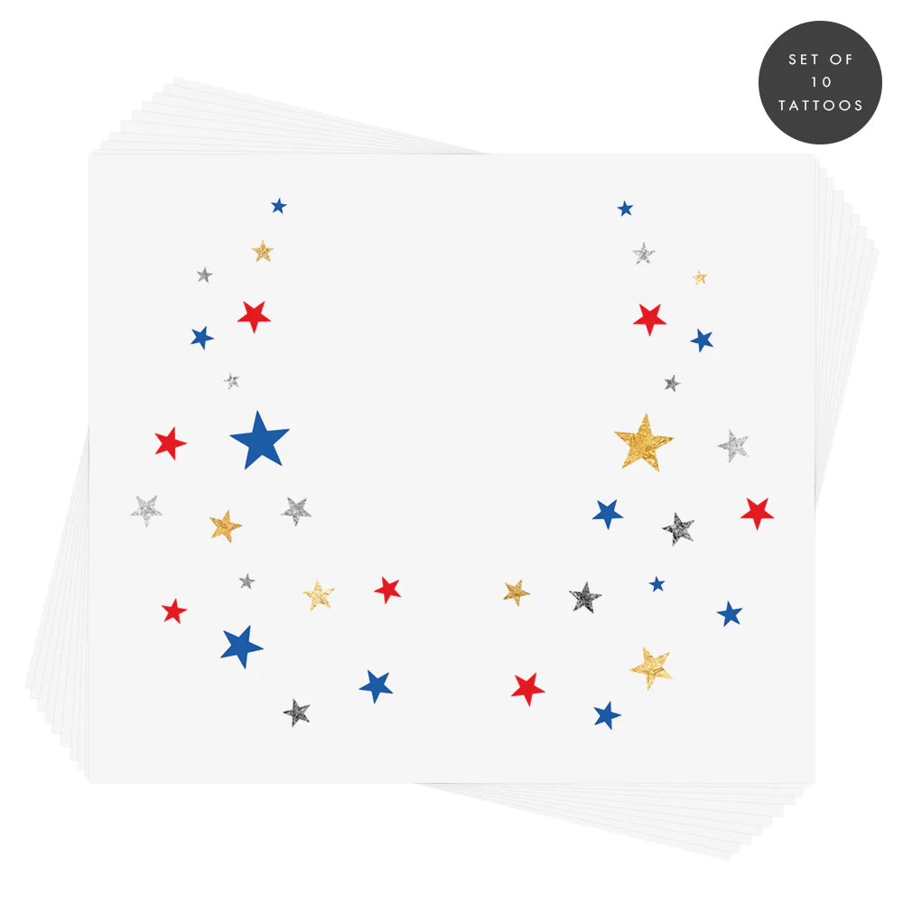 American Starry Eye Temporary Face Tattoos (Set of 10)