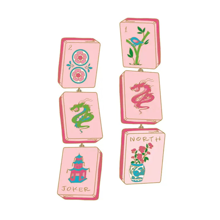Lined Mahjong Tile Earrings