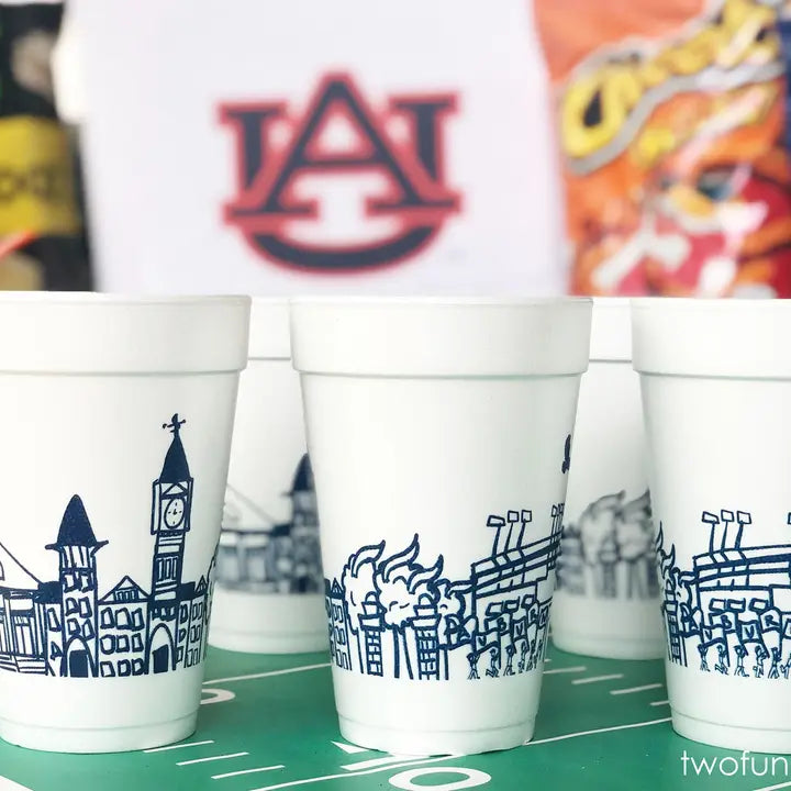 Auburn Univeristy Skyline Styrofoam Cups