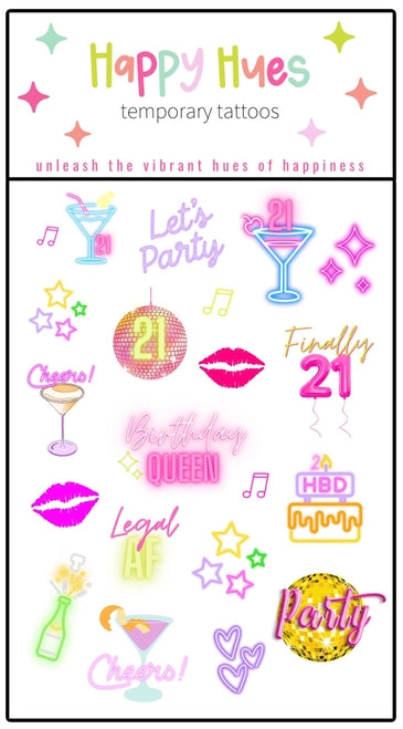 21st Birthday Temporary Tattoos