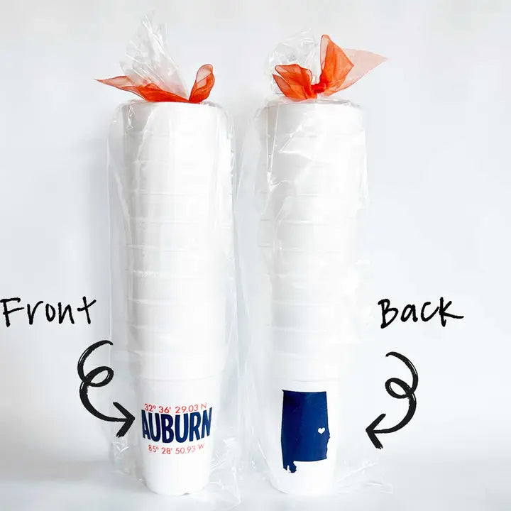 Auburn GPS Coordinates Styrofoam Cups