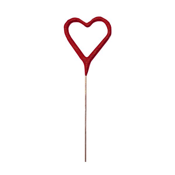 4" Red Heart Sparkler Wand