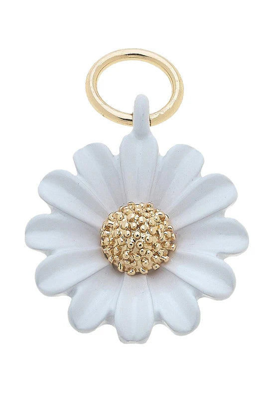 Enamel Daisy Flower Charm in White