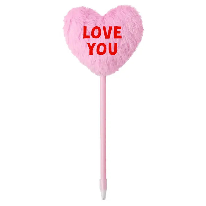 Pink Love You Fuzzy Heart Pen