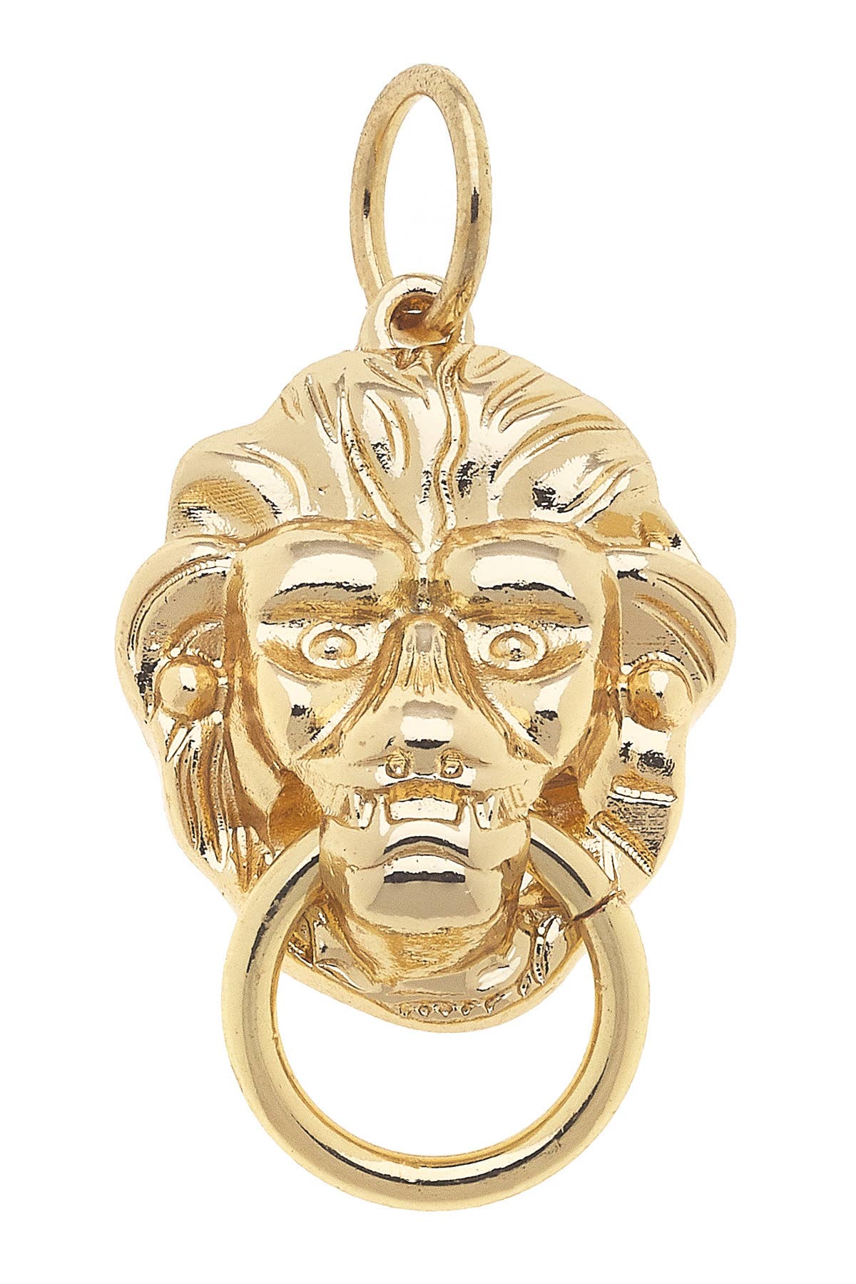 Lioness Door Knocker Charm in Shiny Gold