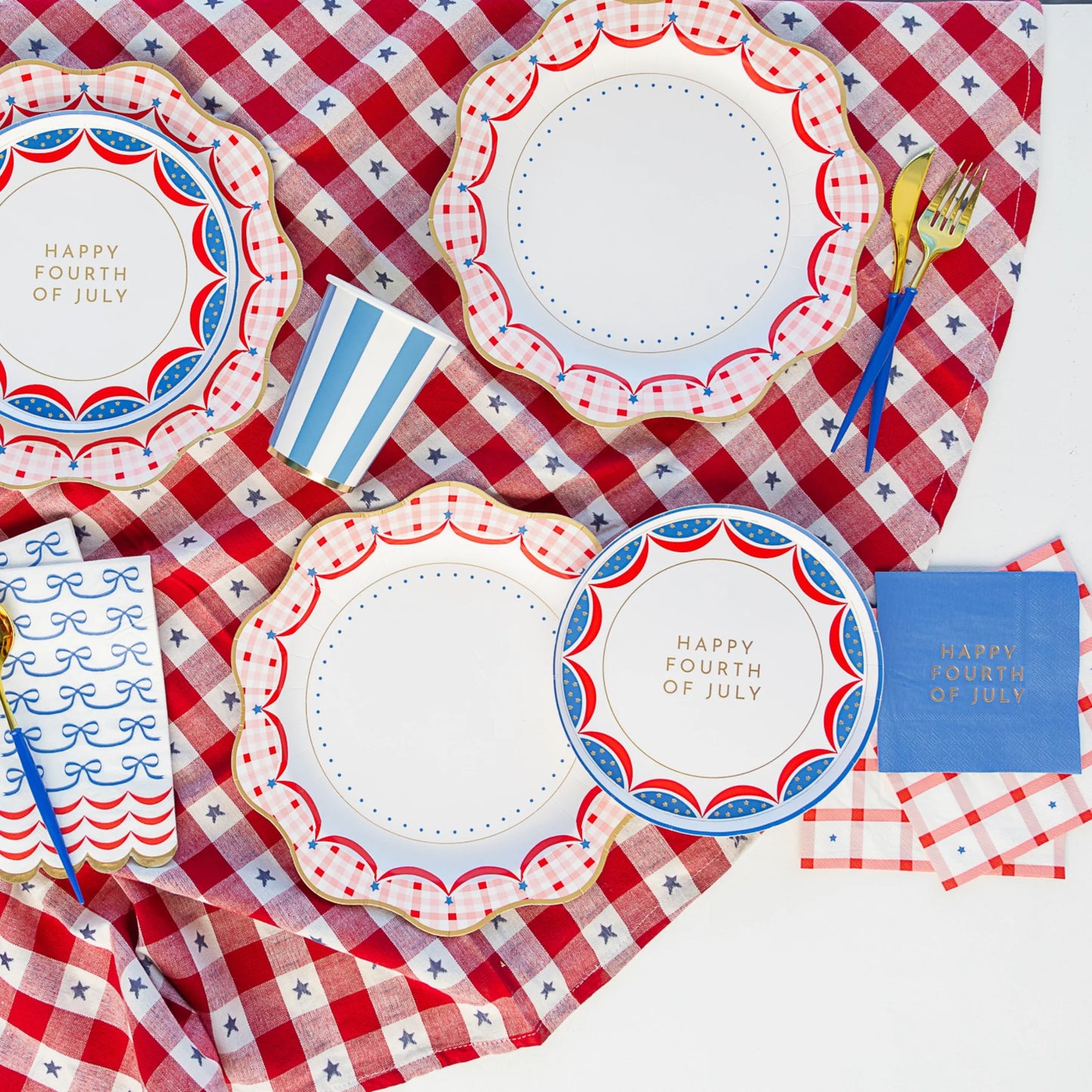 Red Gingham 4th of July Large Napkins
