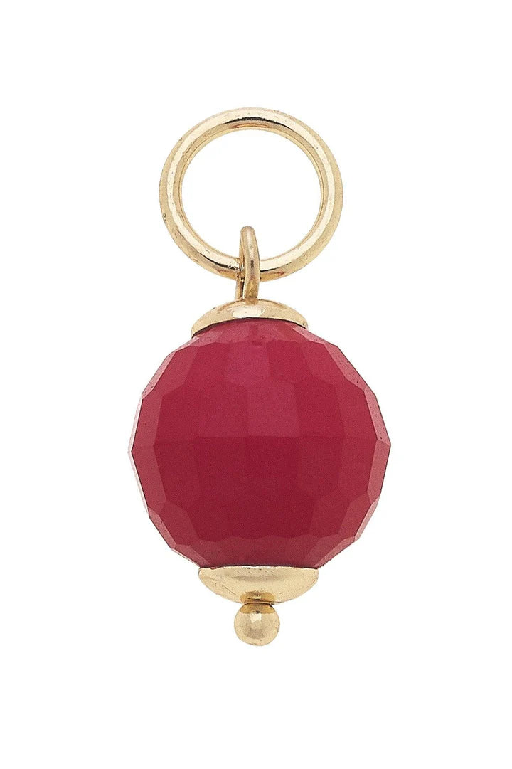 Fuchsia Glass-Faceted Bead Charm