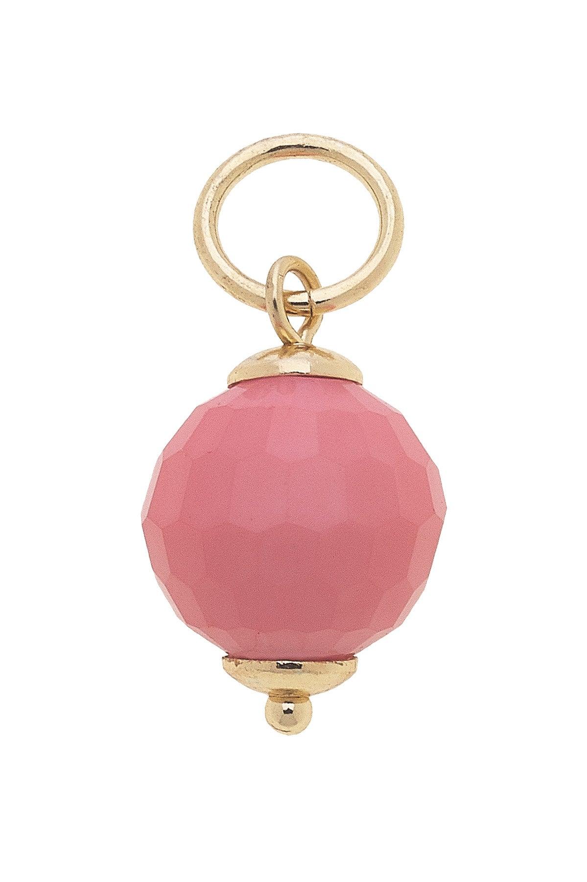 Pink Glass-Faceted Bead Charm
