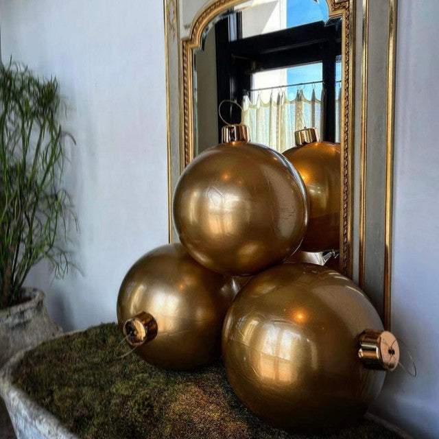 Vintage Gold Holiball Inflatable Ornament: Medium (18")