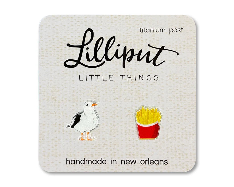 Hypoallergenic Earrings: Seagull & French Fries