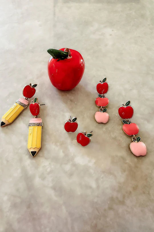 Linked Apple Enamel Earrings
