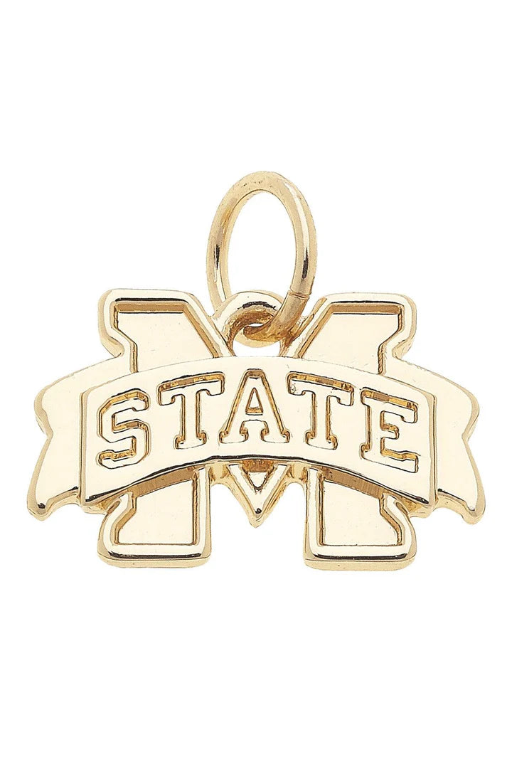 Mississippi State Bulldogs Logo Charm in Shiny Gold